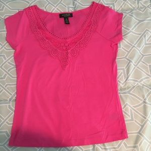 Cap sleeve Ralph Lauren tee with lace detail